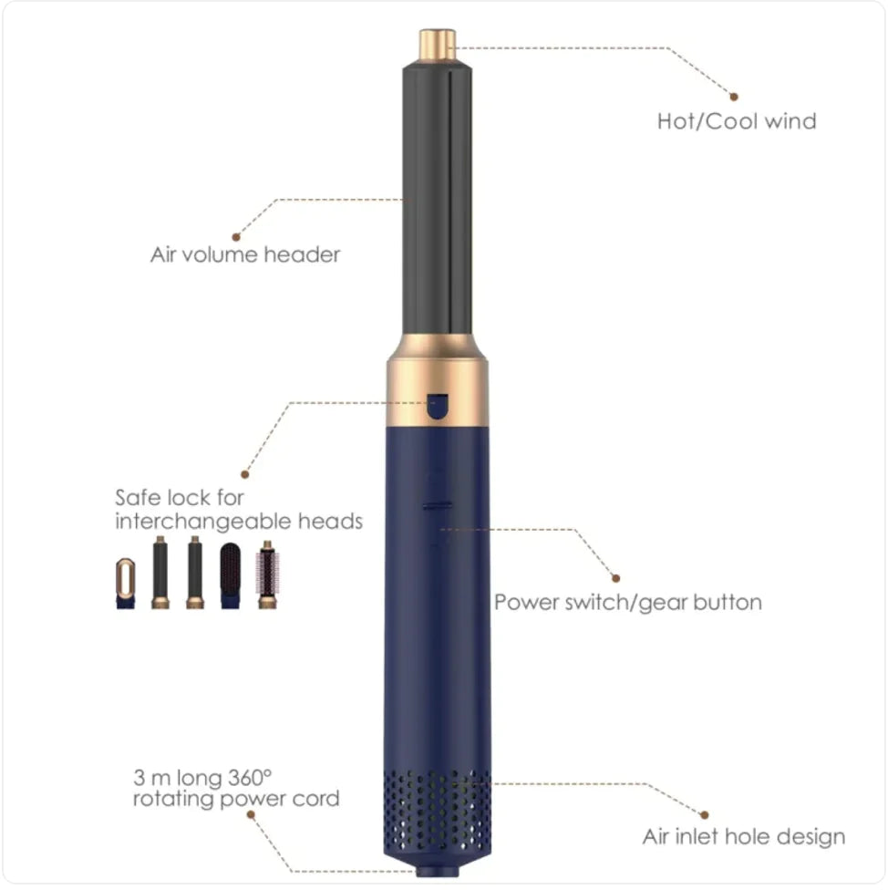 Beauty Professional 1000W Hair Styler 5-in-1 Multi-functions Hair Dryer Blower Hair Straightener Curling Styling Tools Set