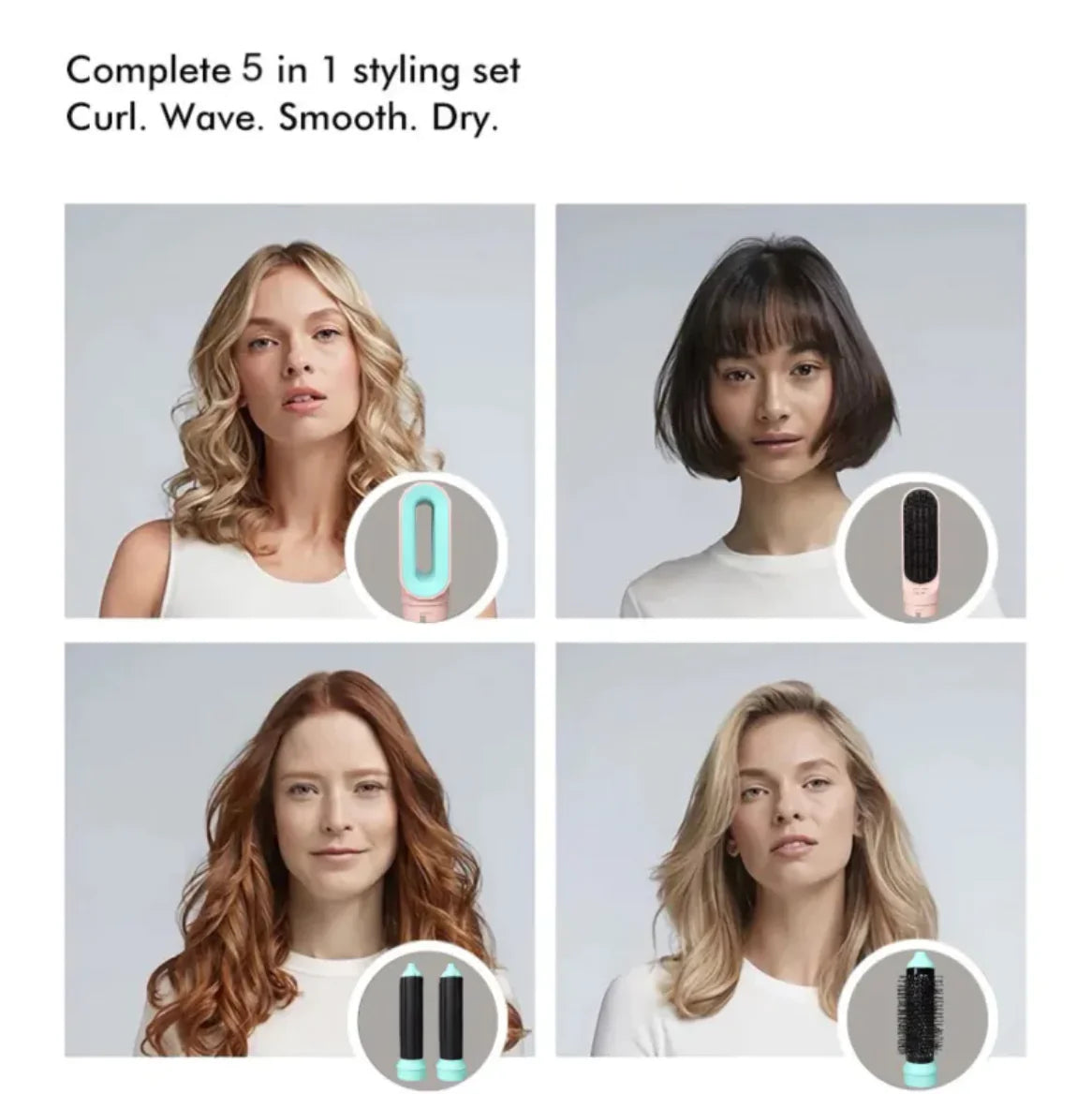 Tarakme HQ Mixed Pro Complete Long Hair Styling Set β Multi Styler with Air-Wrap Curling & Straightening Technology | Salon Results at Home